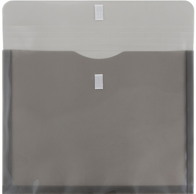 Smoke Gray Letter Booklet with 1" Expansion Plastic Envelopes (9 3/4 x 13) with Hook and Loop Closure
