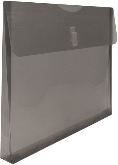Smoke Gray Letter Booklet with 1" Expansion Plastic Envelopes (9 3/4 x 13) with Hook and Loop Closure
