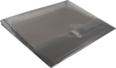 Smoke Gray Letter Booklet with 1" Expansion Plastic Envelopes (9 3/4 x 13) with Hook and Loop Closure