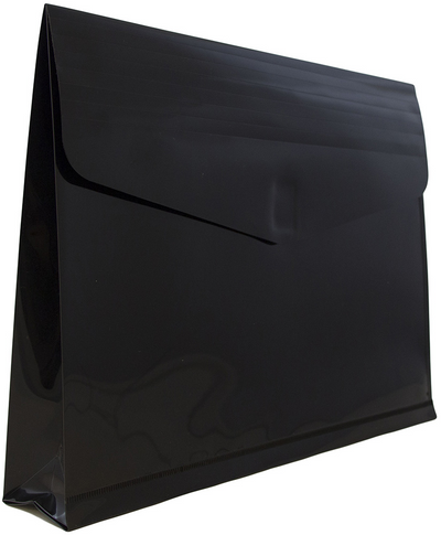 Black Letter Booklet with 2" Expansion Plastic Envelopes (9 3/4 x 13) with Hook and Loop Closure