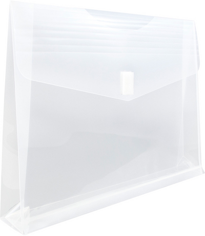 Clear Letter Booklet with 2" Expansion Plastic Envelopes (9 3/4 x 13) with Hook and Loop Closure