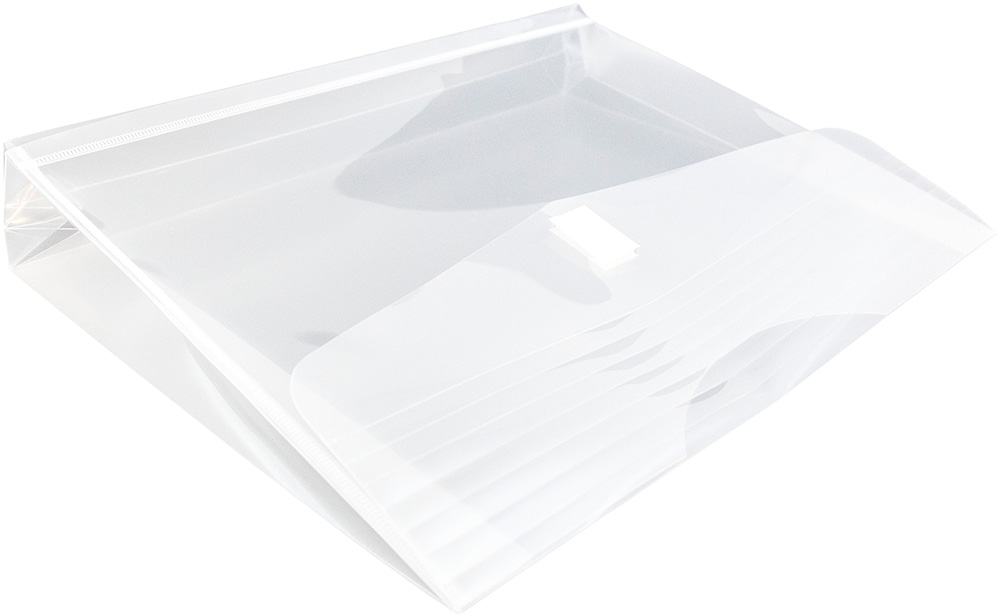 Clear Letter Booklet with 2" Expansion Plastic Envelopes (9 3/4 x 13) with Hook and Loop Closure