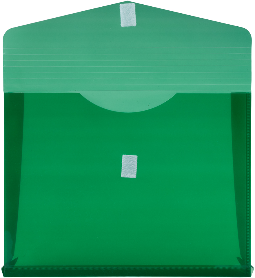 Green Letter Booklet with 2" Expansion Plastic Envelopes (9 3/4 x 13) with Hook and Loop Closure