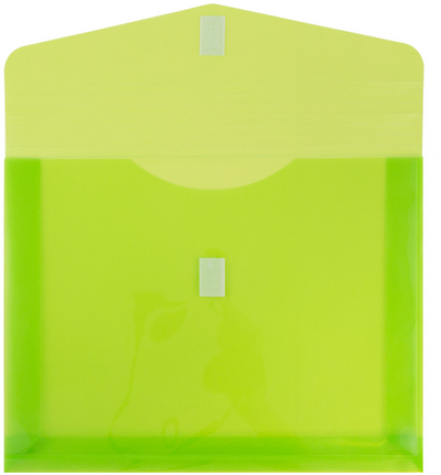 Lime Green Letter Booklet with 2" Expansion Plastic Envelopes (9 3/4 x 13) with Hook and Loop Closure