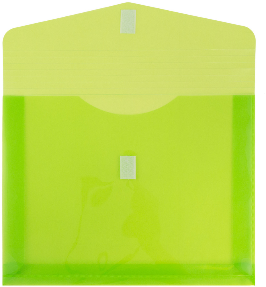 Lime Green Letter Booklet with 2" Expansion Plastic Envelopes (9 3/4 x 13) with Hook and Loop Closure