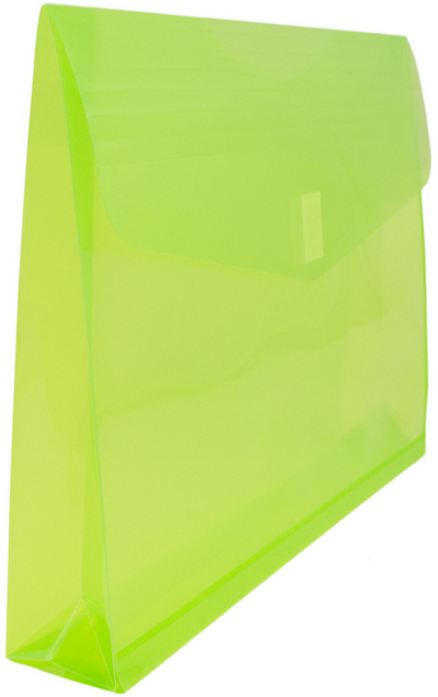 Lime Green Letter Booklet with 2" Expansion Plastic Envelopes (9 3/4 x 13) with Hook and Loop Closure