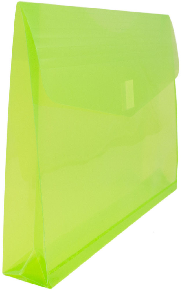 Lime Green Letter Booklet with 2" Expansion Plastic Envelopes (9 3/4 x 13) with Hook and Loop Closure