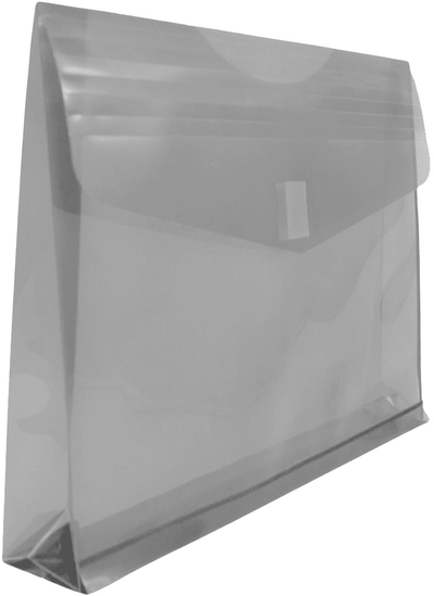 Smoke Gray Letter Booklet with 2" Expansion Plastic Envelopes (9 3/4 x 13) with Hook and Loop Closure
