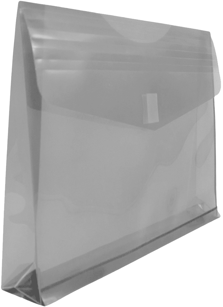 Smoke Gray Letter Booklet with 2" Expansion Plastic Envelopes (9 3/4 x 13) with Hook and Loop Closure