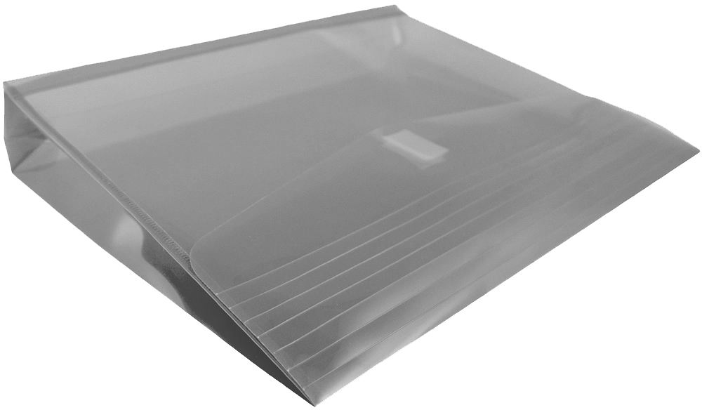 Smoke Gray Letter Booklet with 2" Expansion Plastic Envelopes (9 3/4 x 13) with Hook and Loop Closure