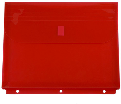 Assorted Letter Booklet 3 Hole Punch with 1" Expansion Plastic Envelopes (9 1/2 x 11 1/2) with Hook and Loop Closure - 6 Pack