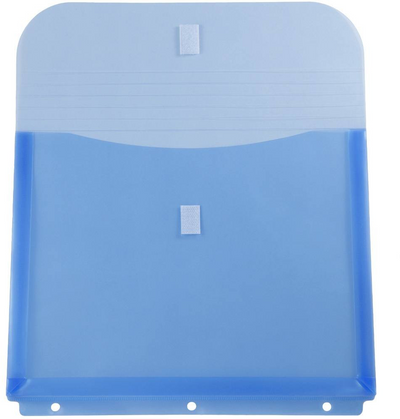Assorted Letter Booklet 3 Hole Punch with 1" Expansion Plastic Envelopes (9 1/2 x 11 1/2) with Hook and Loop Closure - 6 Pack