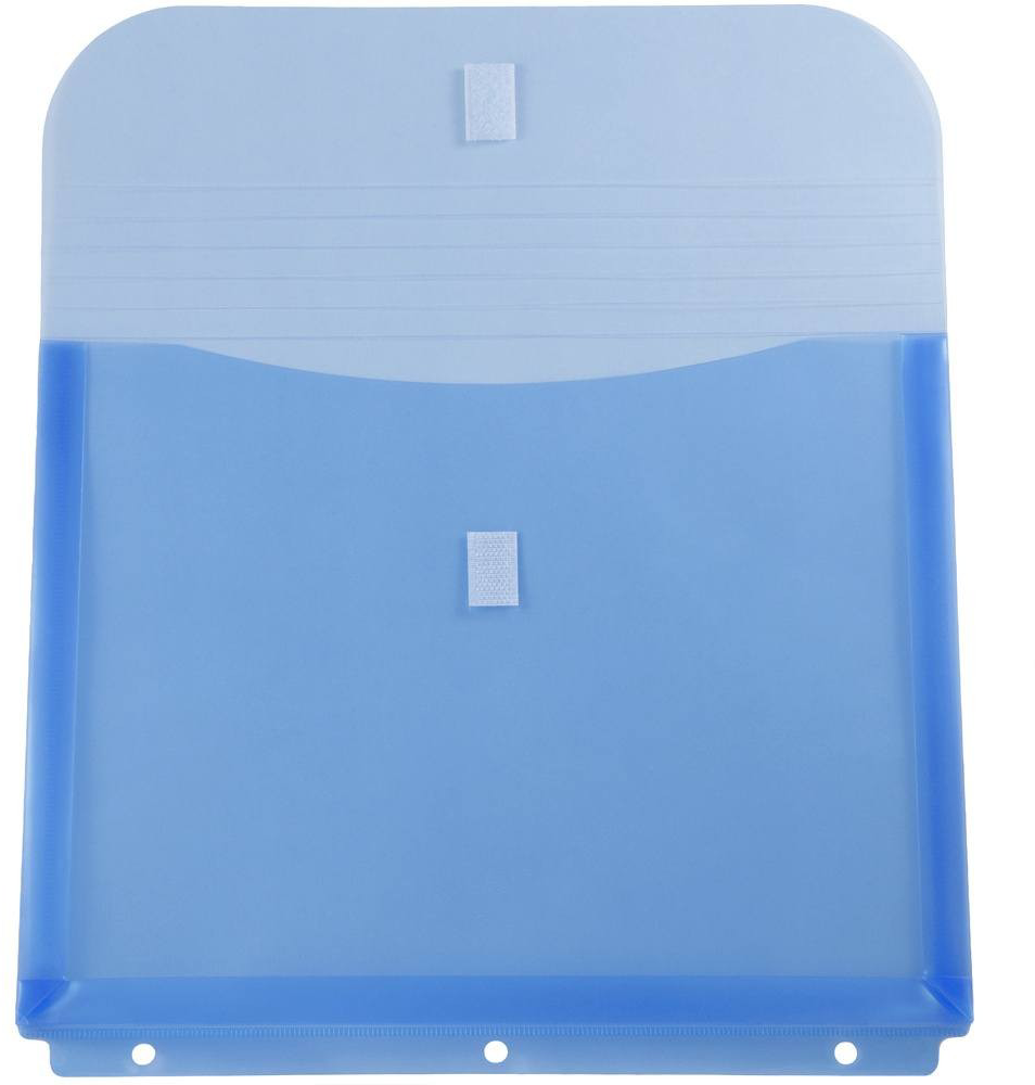 Assorted Letter Booklet 3 Hole Punch with 1" Expansion Plastic Envelopes (9 1/2 x 11 1/2) with Hook and Loop Closure - 6 Pack