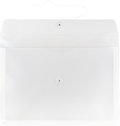 Clear Legal Booklet Plastic Envelopes (9 3/4 x 14 1/2) with Button & String