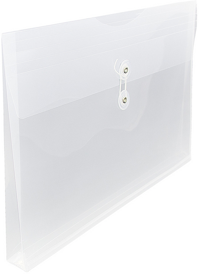 Clear Legal Booklet Plastic Envelopes (9 3/4 x 14 1/2) with Button & String