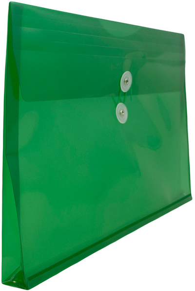 Green Legal Open End Plastic Envelopes (9 3/4 x 14 1/2) with Button & String
