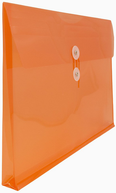 Orange Legal Booklet Plastic Envelopes (9 3/4 x 14 1/2) with Button & String