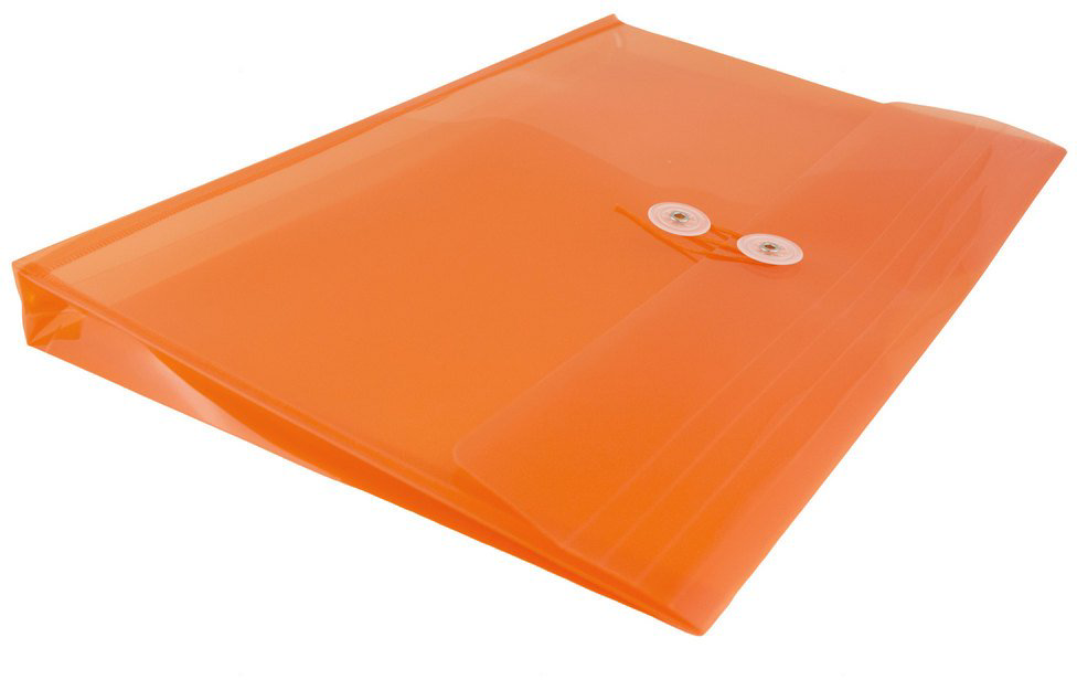 Orange Legal Booklet Plastic Envelopes (9 3/4 x 14 1/2) with Button & String