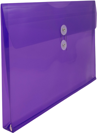 Purple Legal Booklet Plastic Envelopes (9 3/4 x 14 1/2) with Button & String