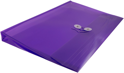 Purple Legal Booklet Plastic Envelopes (9 3/4 x 14 1/2) with Button & String