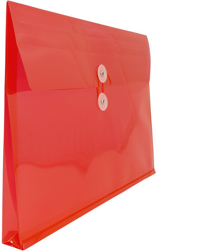 Red Legal Booklet Plastic Envelopes (9 3/4 x 14 1/2) with Button & String