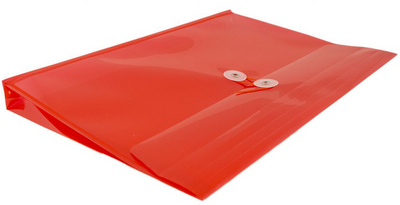 Red Legal Booklet Plastic Envelopes (9 3/4 x 14 1/2) with Button & String