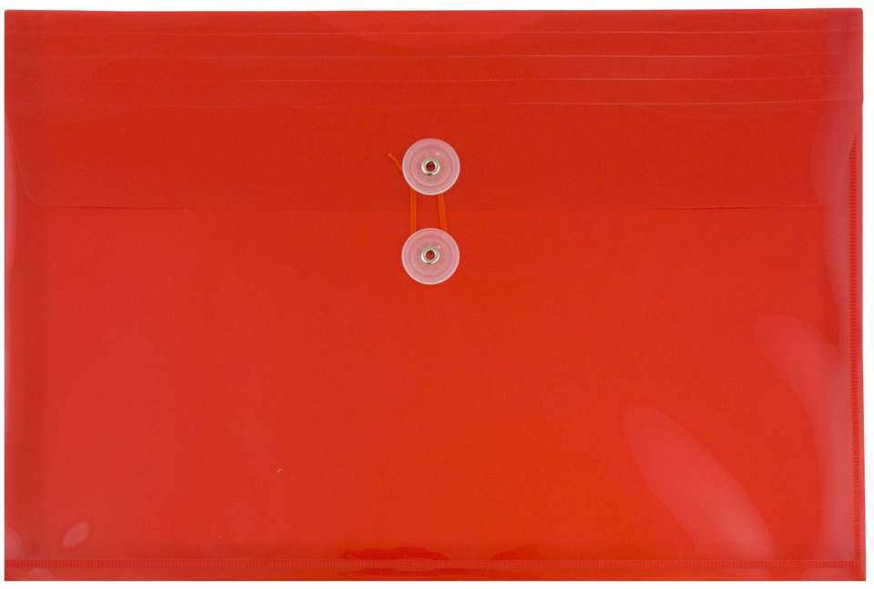 Assorted Legal Booklet Plastic Envelopes (9 3/4 x 14 1/2) with Button & String - 6 Pack