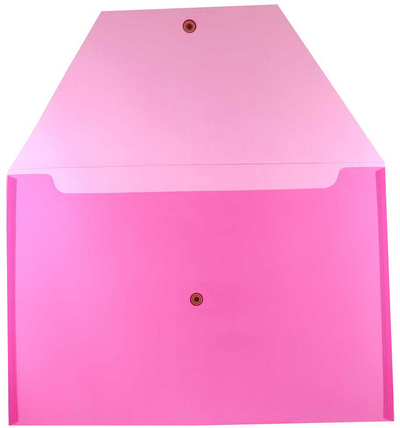 Fuchsia Pink Legal Booklet Plastic Envelopes (9 3/4 x 14 1/2) with Snap Closure