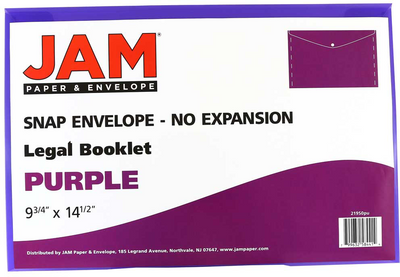 Purple Legal Booklet Plastic Envelopes (9 3/4 x 14 1/2) with Snap Closure