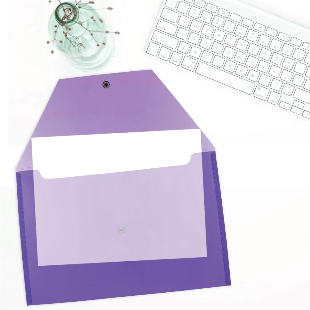 Purple Legal Booklet Plastic Envelopes (9 3/4 x 14 1/2) with Snap Closure