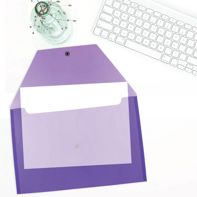 Purple Legal Booklet Plastic Envelopes (9 3/4 x 14 1/2) with Snap Closure