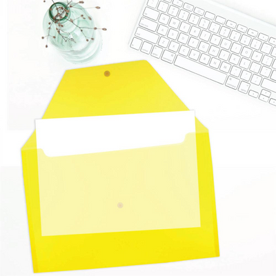 Yellow Legal Booklet Plastic Envelopes (9 3/4 x 14 1/2) with Snap Closure