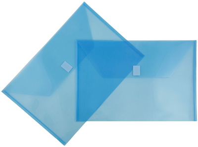 Blue Legal Booklet Plastic Envelopes (9 3/4 x 14 1/2) with Hook and Loop Closure