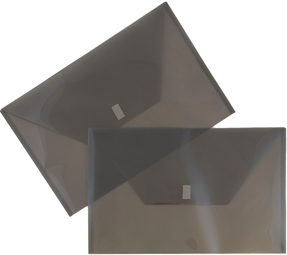 Smoke Gray Legal Booklet Plastic Envelopes (9 3/4 x 14 1/2) with Hook and Loop Closure