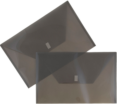 Smoke Gray Legal Booklet Plastic Envelopes (9 3/4 x 14 1/2) with Hook and Loop Closure