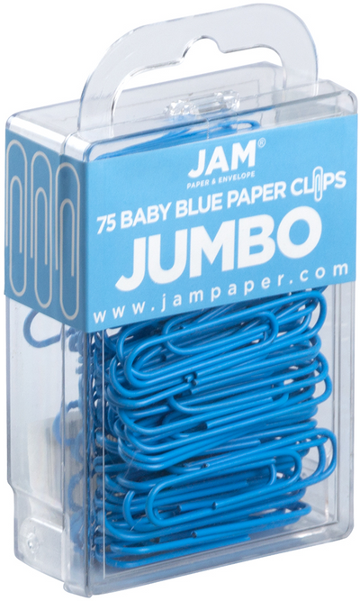 Baby Blue Jumbo Paper Clips - 75 Pack