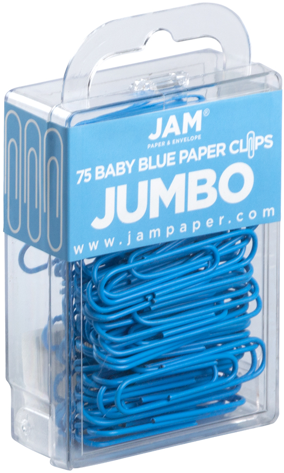 Baby Blue Jumbo Paper Clips - 75 Pack