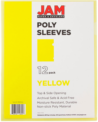 Yellow 9 x 11 1/2 Plastic Sleeves