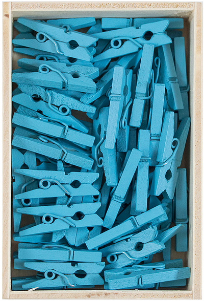 Blue Small 7/8 Inch Wood Clips - 50 Pack