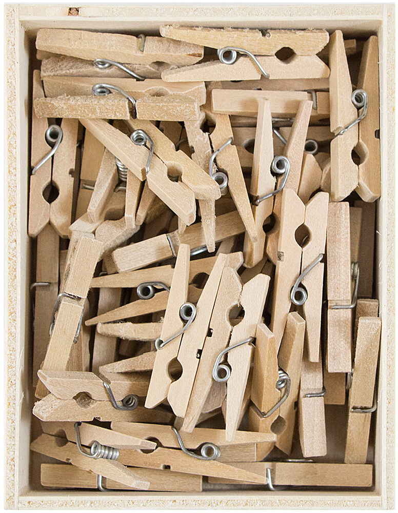 Natural Medium 1 1/8 Inch Wood Clips - 50 Pack