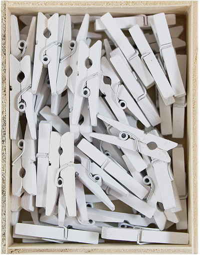 White Medium 1 1/8 Inch Wood Clips - 50 Pack