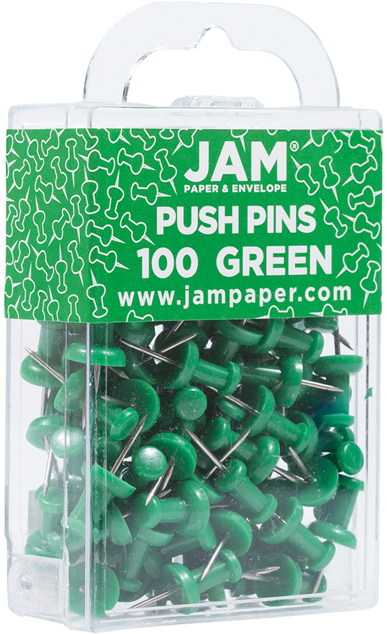 Green Pushpins - 100 Pack