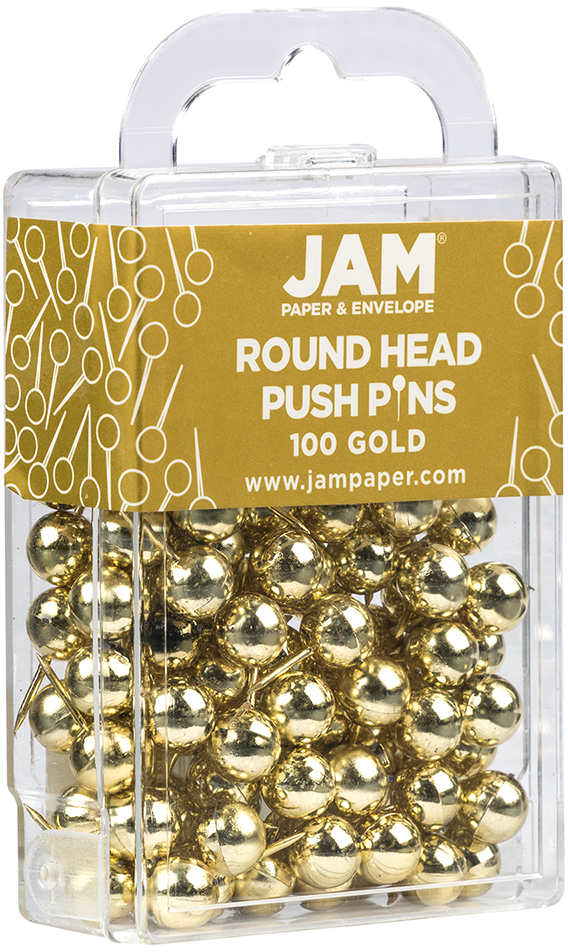 Gold Round Pushpins - 100 Pack