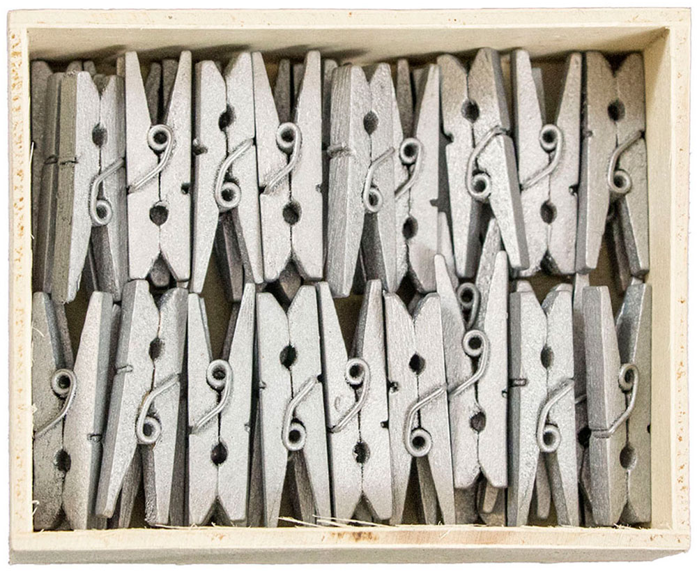 Silver Medium 1 1/8 Inch Wood Clips - 50 Pack