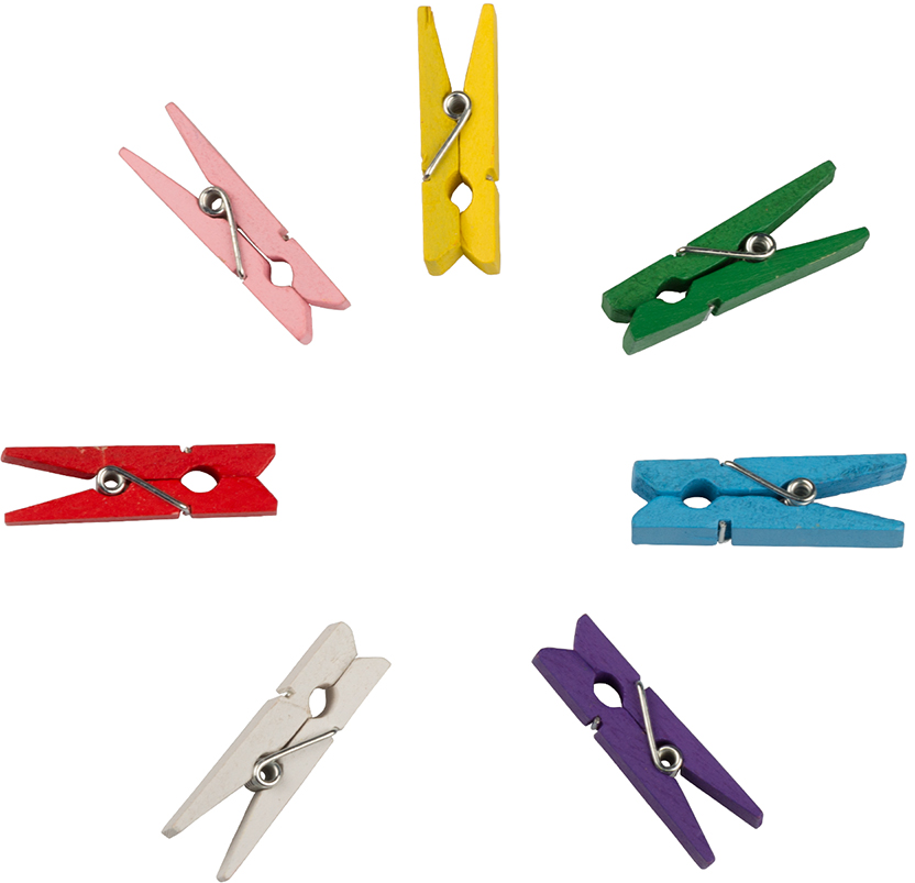 Assorted Colors Large Wood Clips - 24 Pack