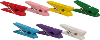 Assorted Colors Large Wood Clips - 24 Pack