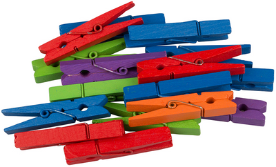 Assorted Colors X-Large Wood Clips - 20 Pack