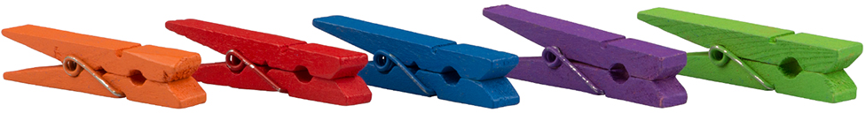 Assorted Colors X-Large Wood Clips - 20 Pack