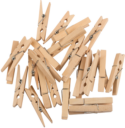 Natural X-Large Wood Clips - 24 Pack