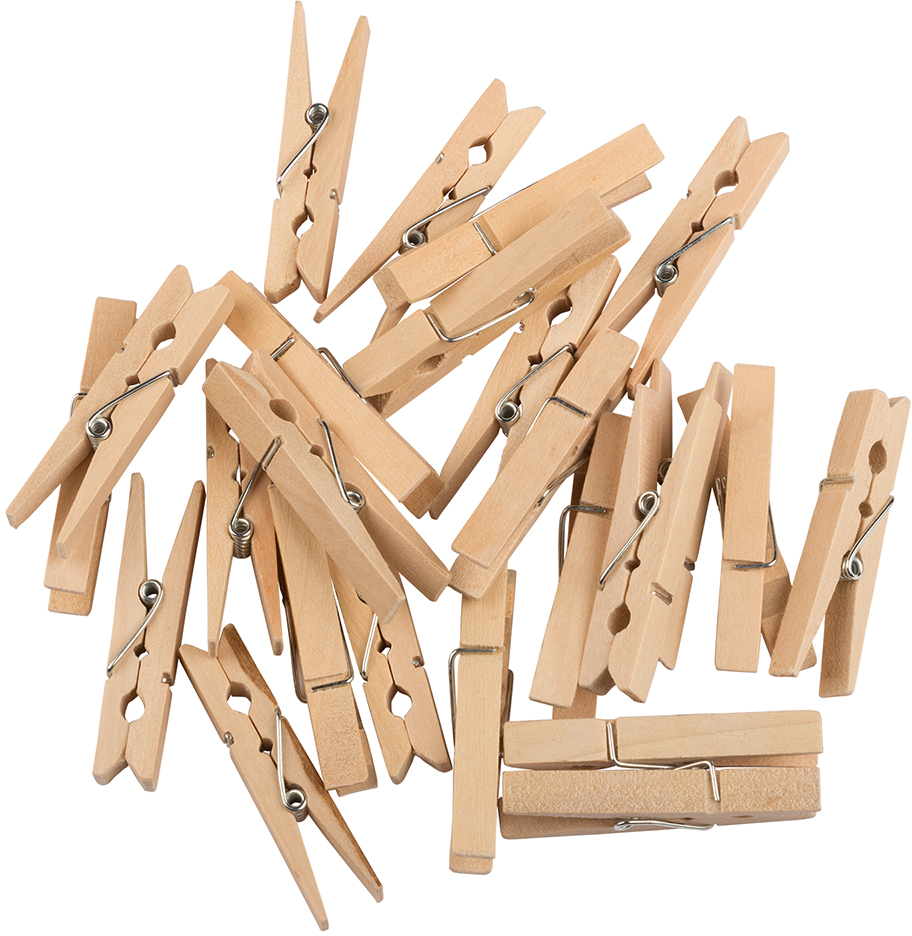 Natural X-Large Wood Clips - 24 Pack